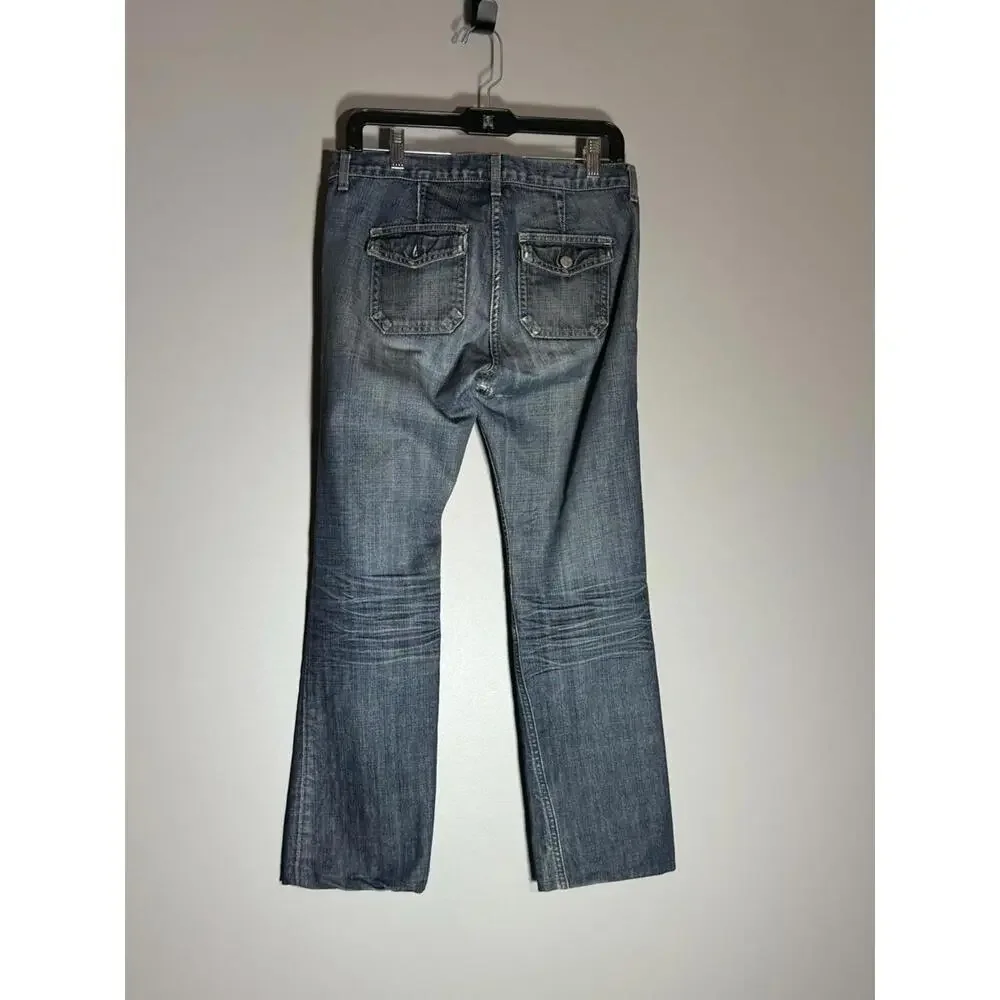 J.CREW Women's Low Rise Flare Jeans,‎ Size 4, Dark Wash, Blue, Stretch